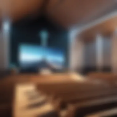 Modern Church Service with Presentation Technology Church service utilizing advanced presentation technology