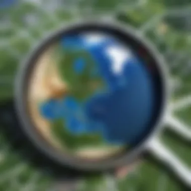 A detailed view of the Google Earth interface showcasing map features