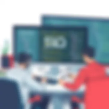 Marketing Team Using Eloqua Illustration of a marketing team utilizing Eloqua software