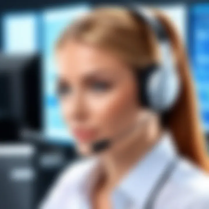 Customer service representative using call center software