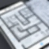 User navigating a floor plan app on an iPhone