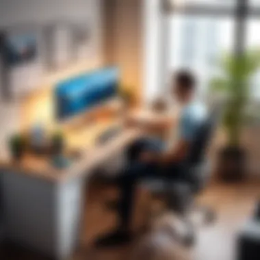 Creating a Productive Home Office Environment Individual working productively in a home office setup