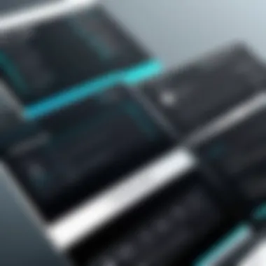 Digital Interface for Business Card Management A sleek digital interface displaying organized business cards