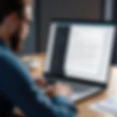 A professional reviewing digitally signed documents on a laptop.