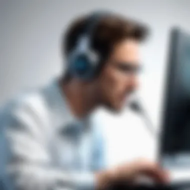 Writer Utilizing Advanced Voice Recognition Technology A writer engaged in voice recognition software usage