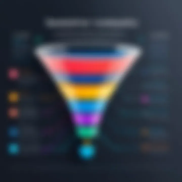 A diagram illustrating the conversion funnel showing the impact of landing pages