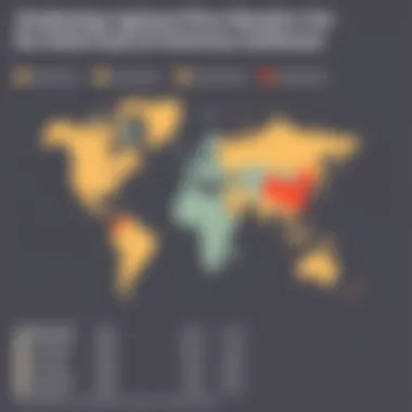 Map illustrating regional price variances for antivirus software