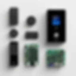 An illustration showing various Verkada access control hardware components.
