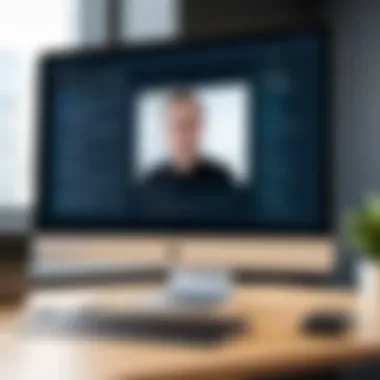 Interface of Modern Interview Solutions A close-up of a computer screen showcasing an automated video interview platform.
